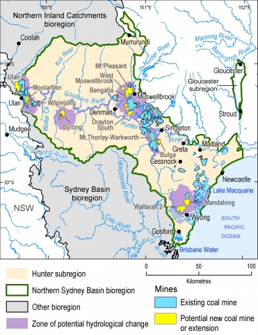 Map of the Hunter subregion