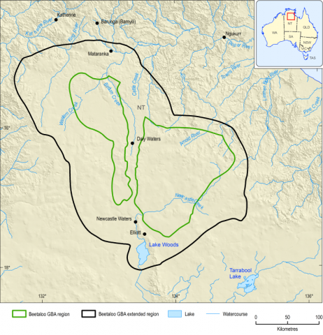 Detailed map of the Beetaloo GBA region